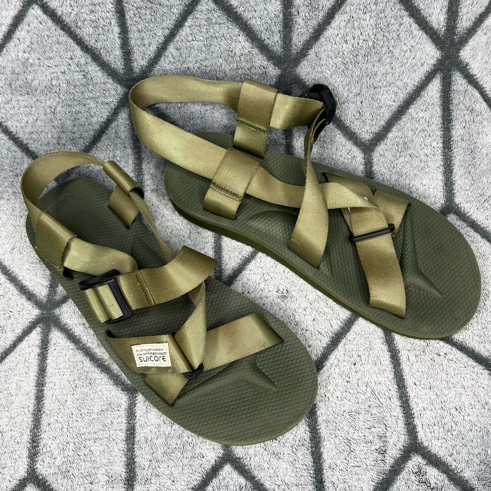 Suicoke Olive Green Ripstop Chunky Open Toe Sandals - Picture 2 of 7